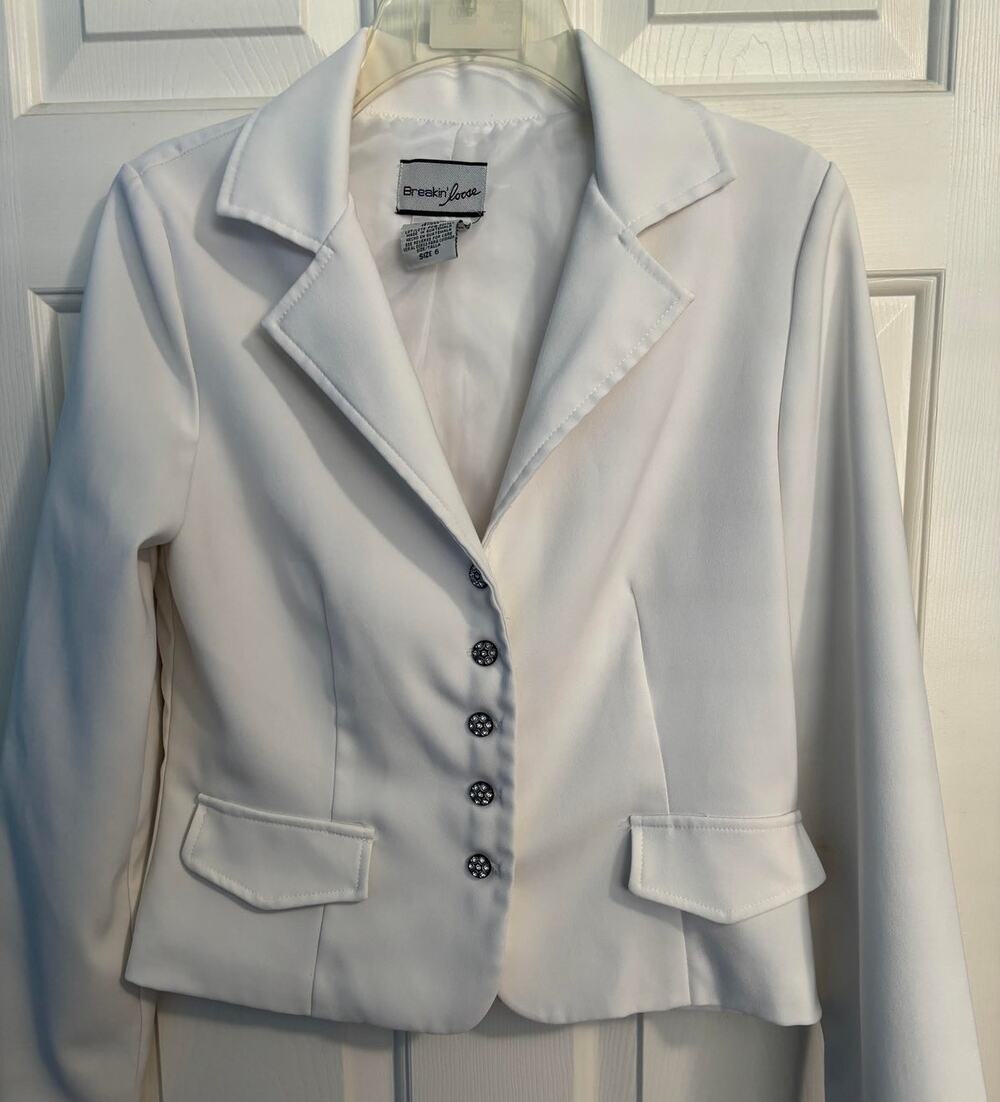 Breakin Loose 6 White Cropped Rhinestone Blazer